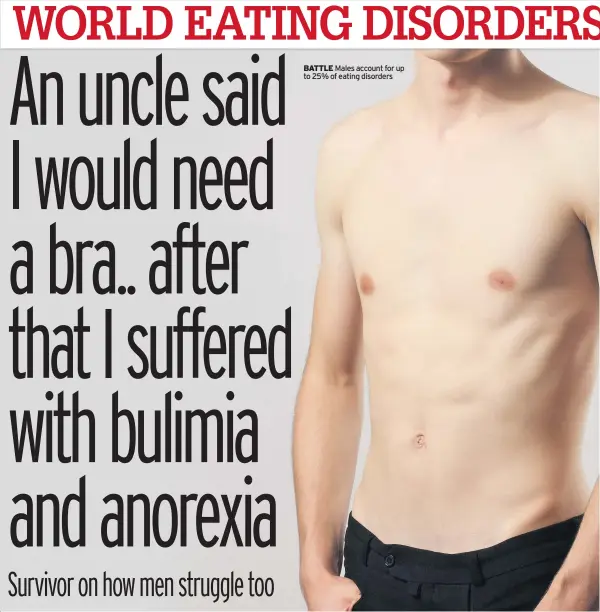  ??  ?? BATTLE Males account for up to 25% of eating disorders