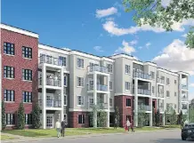  ??  ?? Sage Hill Park by Brad Remington Homes will have 220 condos ranging from 574 to 972 square feet across three buildings in its opening phase.