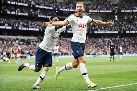  ?? AFP/File ?? Harry Kane celebrates scoring a goal during a match between Tottenham Hotspur and Aston Villa at Tottenham Hotspur Stadium in London.