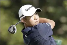  ?? AP photo ?? Collin Morikawa hits a drive on the 18th hole during the second round of the Workday Charity Open on Friday.