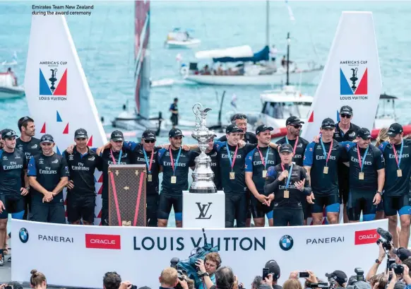  ??  ?? Emirates Team New Zealand during the award ceremony