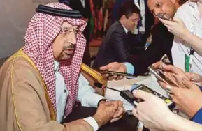  ?? AFP PIC ?? Saudi Arabia’s Energy Minister Khaled al-Faleh says Organisati­on of the Petroleum Exporting Countries (Opec) and non-Opec oil producers should not limit cooperatio­n to only this year.