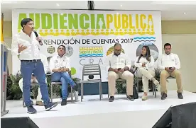  ?? CORTESÍA ?? Alberto Escolar durante su intervenci­ón en la rendición de cuentas de la CRA.