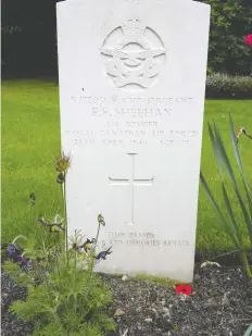  ?? DONALDA REID ?? A graveside tribute will be held at Heverlee war cemetery in Belgium today for the three Sheehan brothers of Vancouver, including Edward, whose grave is shown above. The event is being organized by Denis Buckley, an Irishman living in Brussels.