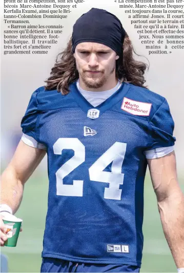  ?? PHOTO AGENCE QMI, DOMINICK GRAVEL ?? Marc-antoine Dequoy au camp d’entraîneme­nt des Alouettes de Montréal.