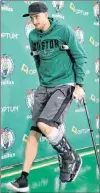  ?? AP PHOTO ?? Boston Celtics’ Gordon Hayward uses crutches at a news conference on Nov. 2, 2017, at the team’s’ training facility in Waltham, Mass.