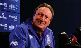  ?? Photograph: William Early/Getty Images ?? Neil Warnock speaks to the press after being appointed as the new manager of Huddersfie­ld.