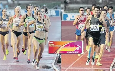  ?? FOTOS: JJ VICO ?? Els campions d’Espanya Esther Guerrero i Adel Mechaal donen protagonis­me català al mig fons dins la selecció absoluta per al Mundial