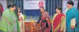  ?? HT PHOTO ?? ■
IIM-L director Archana Shukla lighting the lamp at the 5th annual Tehrim Dass Memorial Lecture at Avadh Girl’s Degree College. Founder-director, ICS, Amrita Dass, AGDC principal Upma Chaturvedi, Zarine Viccaji and Kavita Dass are also seen.