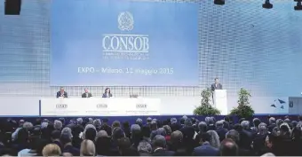  ?? Ansa ?? Il nemico Giuseppe Vegas a un’Assemblea della Consob