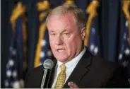  ?? MATT ROURKE, FILE — THE ASSOCIATED PRESS ?? Pennsylvan­ia state Sen. Scott Wagner, Pennsylvan­ia’s Republican candidate for governor had some advice Friday, for Democratic Gov. Tom Wolf in a video he posted online: put on a catcher’s mask because “I’m going to stomp all over your face with golf spikes.”