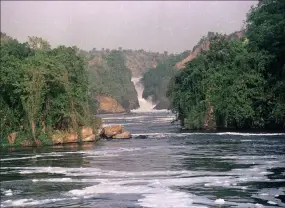  ??  ?? RAPID: Murchison Falls on the Victoria Nile in northern Uganda, where the river plunges through a ravine on its long journey to the Mediterran­ean.