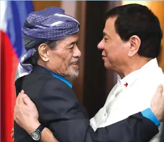  ??  ?? President Rodrigo Duterte and Nur Misuari