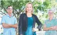  ?? ?? Greens Leichhardt candidate Philip Musumeci, Senator Larissa Waters and senate hopeful Penny Allman-Payne.