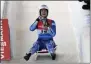  ?? HANS PENNINK - THE ASSOCIATED PRESS ?? Emily Sweeney, of the United States, celebrates her second-place finish after completing her second run of a women’s World Cup luge event in Lake Placid, N.Y., on Saturday, Nov. 30, 2019.