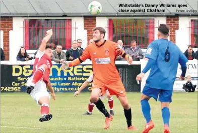  ?? Picture: Les Biggs ?? Whitstable’s Danny Williams goes close against Chatham