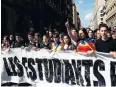  ?? PHOTO: REUTERS ?? Students protest after a verdict in a trial over a banned Catalonia independen­ce referendum in Barcelona recently.