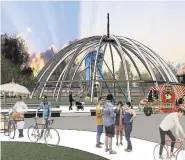  ?? CITY OF SAN JOSE ?? A city report has nixed repurposin­g plans for a stripped-down Century 21 dome, shown above in an artist’s rendering.