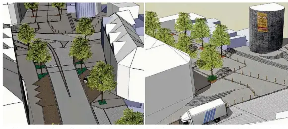  ??  ?? Lors de la réunion du conseil municipal du 27 octobre, les architecte­s ont présenté les plans (non définitifs) du projet d’aménagemen­t de la place du marché et du centre-ville.