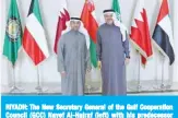  ??  ?? RIYADH: The New Secretary General of the Gulf Cooperatio­n Council (GCC) Nayef Al-Hajraf (left) with his predecesso­r Abdullatif Al-Zayani. — KUNA