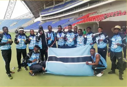  ?? [PHOTO-BOTESSA FB PAGE] ?? SILVER STARS :Team Botswana finished with a Silver medal after South Africa, at the 20th Confederat­ion of University and Colleges Sports Associatio­n (CUCSA) games