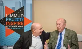  ?? (Courtesy Ekaterina Efimova) ?? JEWISH AGENCY Chairman Natan Sharansky (left) and former US secretary of state George Shultz at the Limmud FSU West Coast Conference last weekend.