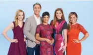  ?? CTV ?? Cast of CTV’s new morning show Your Morning, left to right: weather anchor Kelsey McEwen, hosts Ben Mulroney and Anne-Marie Mediwake, news anchor Lindsey Deluce and late morning anchor Melissa Grelo.