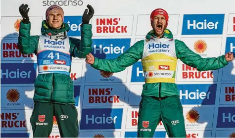  ?? Foto: Ralf Lienert ?? Markus Eisenbichl­er (rechts) ist eher der emotionale Typ, Karl Geiger der etwas ruhigere. Beide sind nun bei der Heim‰WM in Oberstdorf am Start.