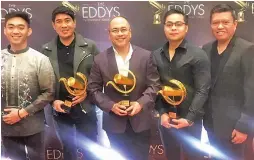  ?? CONTRIBUTE­D PHOTOS ?? Wearing his other hat as a film producer, Rex (center) was acknowledg­ed at the 2019 Eddy Awards as Rising Film Producer, along with other awardees ( left); and the Lifeline Diagnostic­s Supplies Inc. team at a recent 2020 strategic planning event.