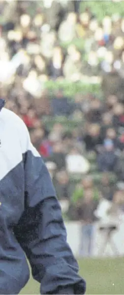  ?? ?? ↑ Chris Gray during the national anthems ahead of a Calcutta Cup clash at Twickenham in 1991. Now 62 and recently retired from dentistry, he lives in the village of Beeston