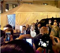  ?? PTI ?? Narendra Modi waves to supporters as he arrives in the US capital on the second leg of his three-nation visit on Sunday. —