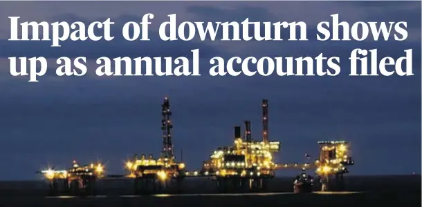  ??  ?? DARK DAYS: Perenco's 27Alpha platform in the southern North Sea – the firm recorded a dramatic £345million loss in 2015
