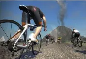  ??  ?? Above right Zwift’s own volcano is a far more active beast
