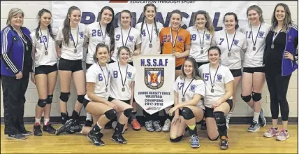  ?? SUBMITTED ?? The Cobequid Cougars won the NSSAF junior varsity girls’ volleyball title during the weekend in Digby. The Cougars posted an undefeated record at the event. Members of the team are, front row, from left, Marlee Mcquillan, Hayley Adams, Sydney Davidson and Sarah Garrett; second row, coach Carrie Peck, Hannah Faulkner, Macailin Tanner, Emma Fortunato, Maddy Ball, Emma Shive, Caitlin Whooten, Erin Reeves, Mackenzie Matheson, Paige Crosby and coach Hilary Cormier.