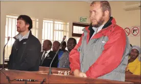  ?? Picture: ANA ?? PENDING: Pieter Doorewaard and Phillip Schutte, who stand accused of killing Matlhomola Mosweu, appeared in court yesterday. The case was postponed to August 7.