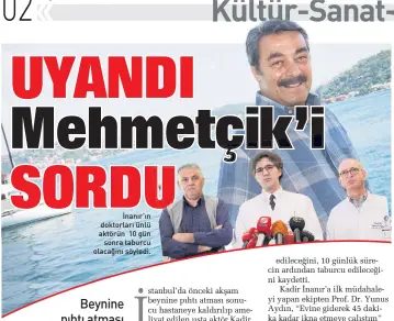  ??  ?? İnanır’ın doktorları ünlü aktörün 10 gün sonra taburcu olacağını söyledi.