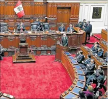  ?? ERNESTO ARIAS / EFE ?? Lima. Una de las últimas sesiones del pleno del Congreso peruano.