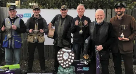  ??  ?? Pictured are the presentati­ons for the Bellewstow­n Clay Pigeon League were (l to r) Vincent Doran, Davin McCormack, John Ennis, PJ Reilly, Frank Cullen (winner of the Flogas League and Perpetual Shield) and Cathal Keegan.