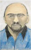  ??  ?? Janice Fletcher’s sketch shows Edward Downey, 46, who is charged in the deaths of Sara Baillie, 34, and her daughter, Taliyah Marsman, 5.