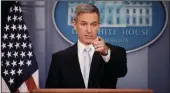  ?? WIN MCNAMEE/GETTY IMAGES ?? Acting Director of U.S. Citizenshi­p and Immigratio­n Services Ken Cuccinelli speaks about immigratio­n policy at the White House during a briefing Monday in Washington, D.C.