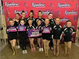  ?? CONTRIBUTE­D PHOTO — CASSIE DALEY ?? Omni Dance Academy dancers pose with the awards they received last weekend at the Rainbow National Dance Competitio­n in Sacramento.