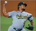  ?? TOM PENNINGTON — GETTY IMAGES ?? Frankie Montas has shown he can be a dominant pitcher for the Athletics and would be a great choice for Game 3 starter.