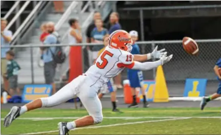  ?? SAM STEWART - DIGITAL FIRST MEDIA ?? Perkiomen Valley’s Kyle Beaudoin can’t run down an overthrown pass during the Vikings’ season opener against Downingtow­n West Saturday.