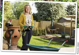  ??  ?? Putting down roots: Winifred in the Oxfordshir­e garden she tended for more than a decade and (inset) her new plot in Cheshire D O W E YI R N A L E C J / s:L eL rA uD tO iO c PG