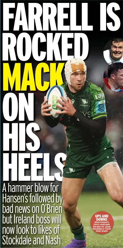  ?? ?? UPS AND DOWNS
Mack Hansen’s injury could open the door for Jacob Stockdale or Calvin
Nash (inset)