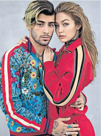  ??  ?? Singer Zayn Malik and his girlfriend, supermodel Gigi Hadid, discussed sharing clothes in the August issue of US Vogue