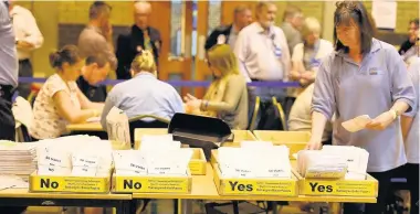  ??  ?? Having your say South Lanarkshir­e voted against independen­ce last year in the referendum
