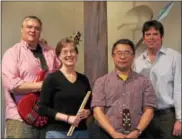  ?? COURTESY PHOTO ?? Rising Son member Terry Derstine, Fran Lopez, Mark Salvacion and Jimmy Griffiths play one Sunday a month at Paoli United Methodist Church.