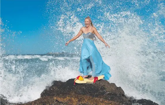  ?? Picture: GLENN HAMPSON ?? Britt Brymer, of Currumbin SLSC, is the Gold Coast’s only entrant in the Summer Surf Girl Competitio­n which will be decided on Saturday.