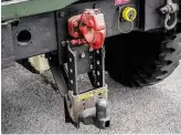  ??  ?? The adjustable drop down towing ball (below NATO hitch) allows Adam to tow a caravan